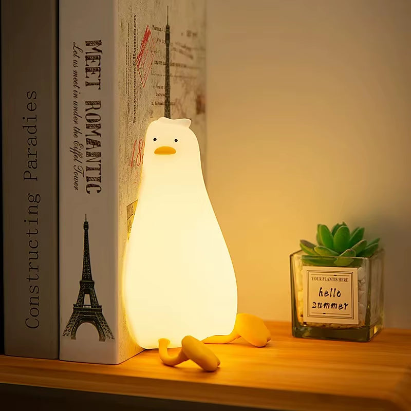 Cute Silicone Night Light Ducks and Pigs Bedside Sleeping Lights Touch Dimmable Rechargeable Ambient Children'S Bedroom Lights
