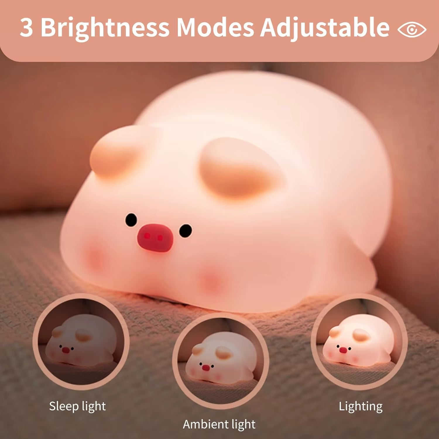 Cute Silicone Night Light Ducks and Pigs Bedside Sleeping Lights Touch Dimmable Rechargeable Ambient Children'S Bedroom Lights