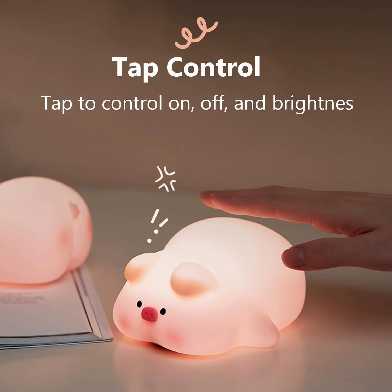 Cute Silicone Night Light Ducks and Pigs Bedside Sleeping Lights Touch Dimmable Rechargeable Ambient Children'S Bedroom Lights