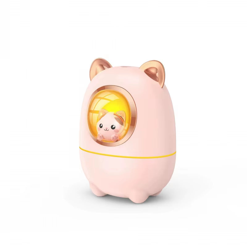 Cartoon Kitty Air Humidifier Diffuser Aroma Essential Oil Perfume with Night Light Room Plant Bedroom Cute Silent USB Power