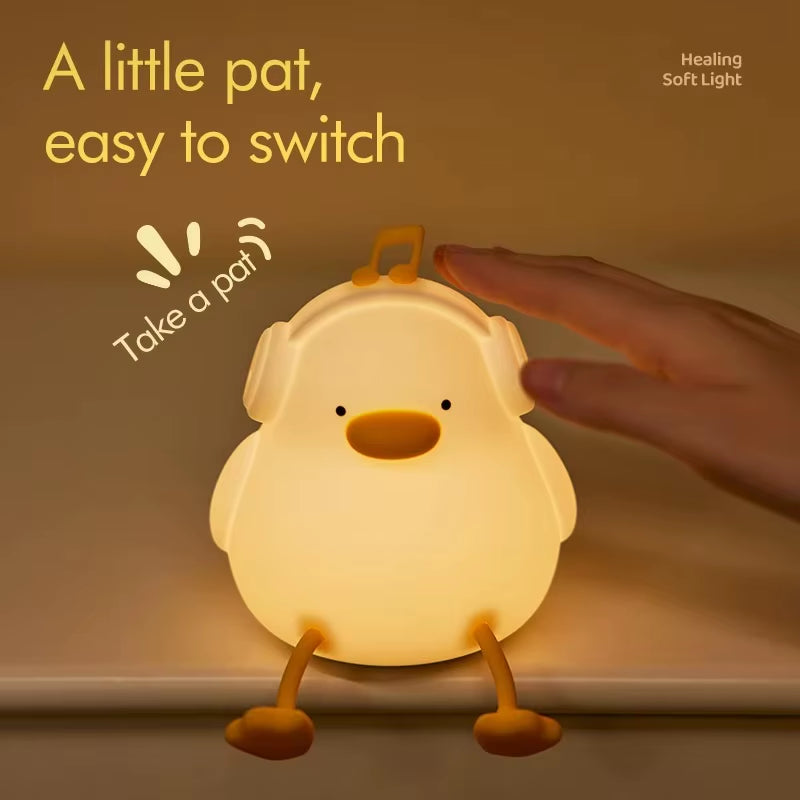 Cute Silicone Night Light Ducks and Pigs Bedside Sleeping Lights Touch Dimmable Rechargeable Ambient Children'S Bedroom Lights