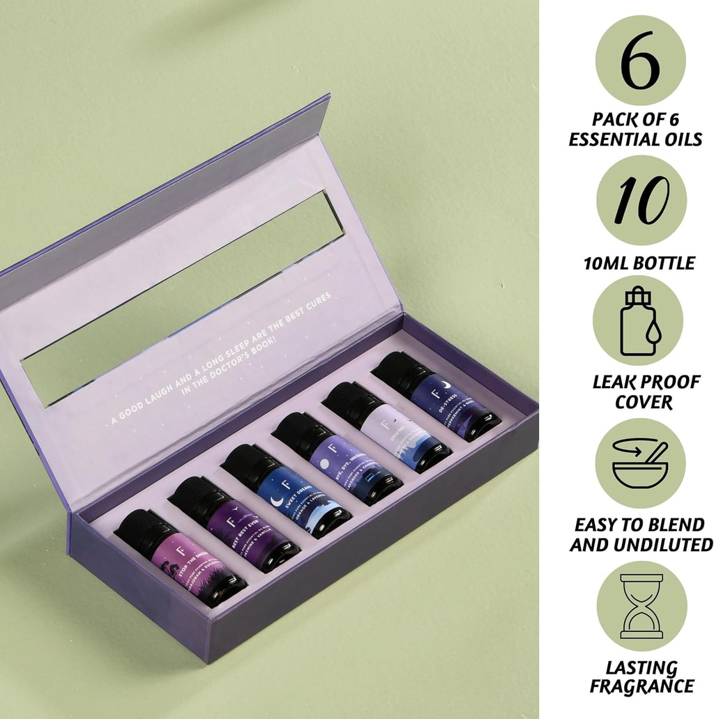 Sleep Essential Oils Set for Christmas | Set of 6 Pure Christmas Essential Oils for Diffusers for Home | Lavender, Rosemary & Peppermint | Essential Oils for Relaxation Gifts for Her