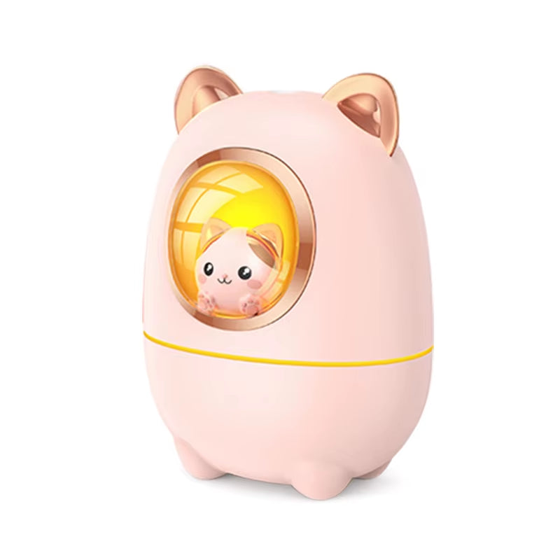 Cartoon Kitty Air Humidifier Diffuser Aroma Essential Oil Perfume with Night Light Room Plant Bedroom Cute Silent USB Power