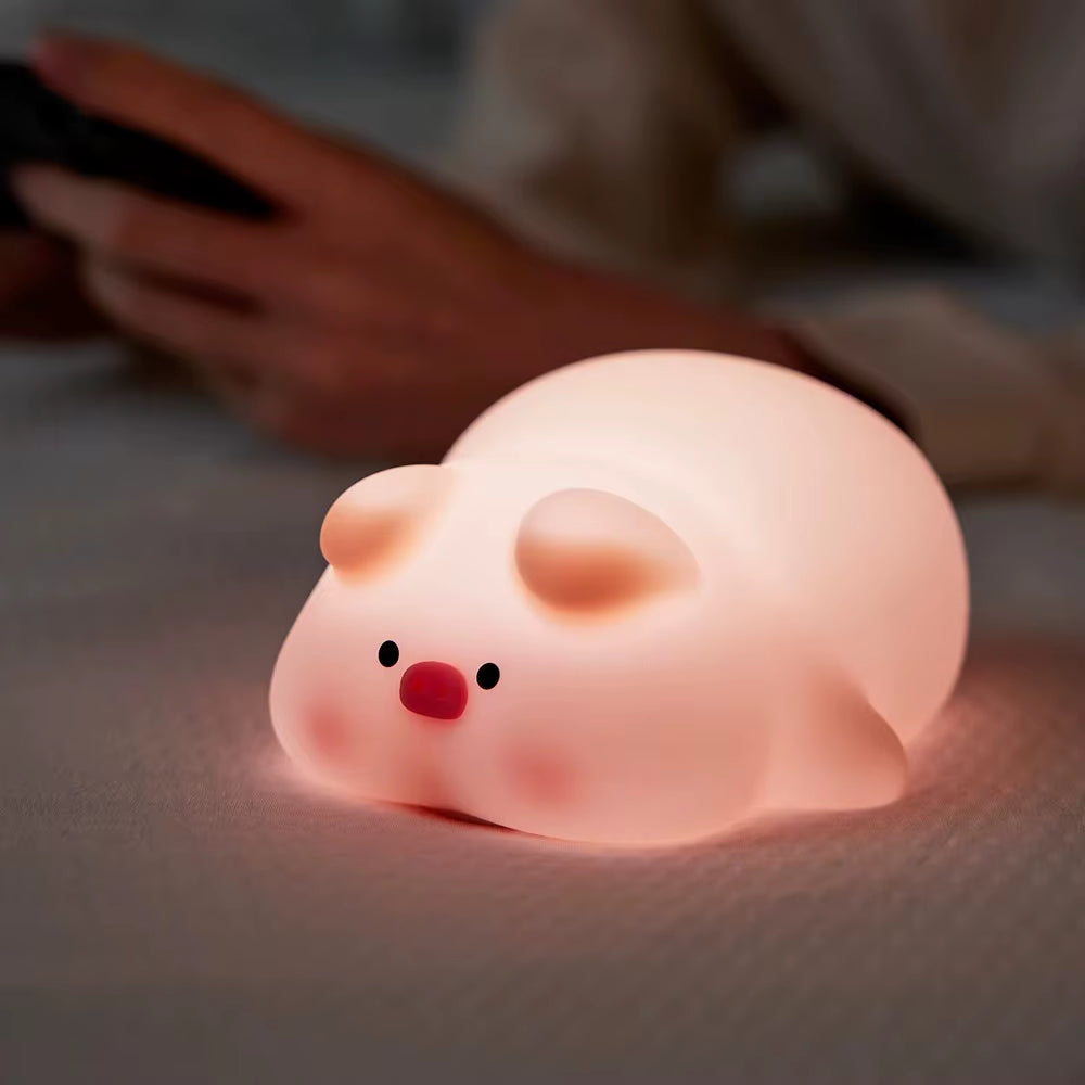 Cute Silicone Night Light Ducks and Pigs Bedside Sleeping Lights Touch Dimmable Rechargeable Ambient Children'S Bedroom Lights