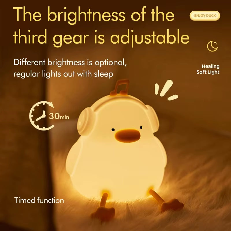 Cute Silicone Night Light Ducks and Pigs Bedside Sleeping Lights Touch Dimmable Rechargeable Ambient Children'S Bedroom Lights